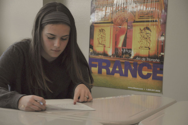 Elisa Marcheschi spending time in the French classroom at BVSW